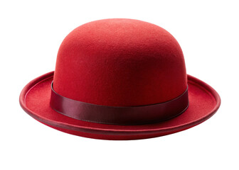 Bowler red color hat isolated on a white background
