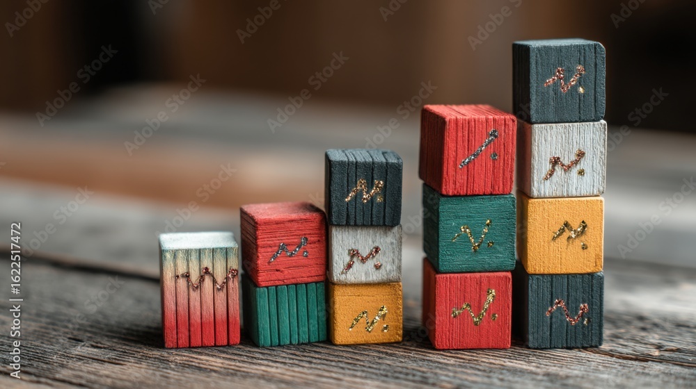 Poster wooden block with clock symbolizing time management in social impact forecast model and predictive a