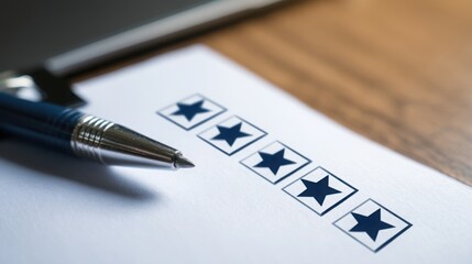 Pen and checklist representing social impact scorecard concept with a clean layout for presentations and analysis