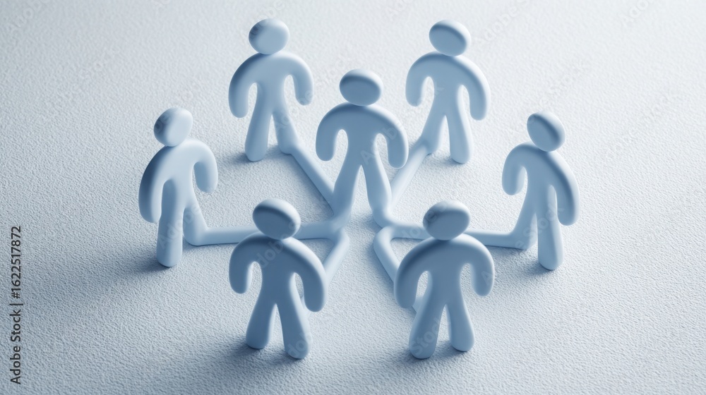 Poster diverse group of people standing in a circle representing unity and collaboration in social responsi
