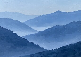 Misty Blue Mountains: Serenity in Layers