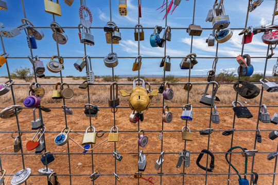 Love-Locks in the Desert at Marfa, Texas, USA