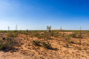 Scenery with Oil Pump at Odessa Meteor Crater, Texas, USA