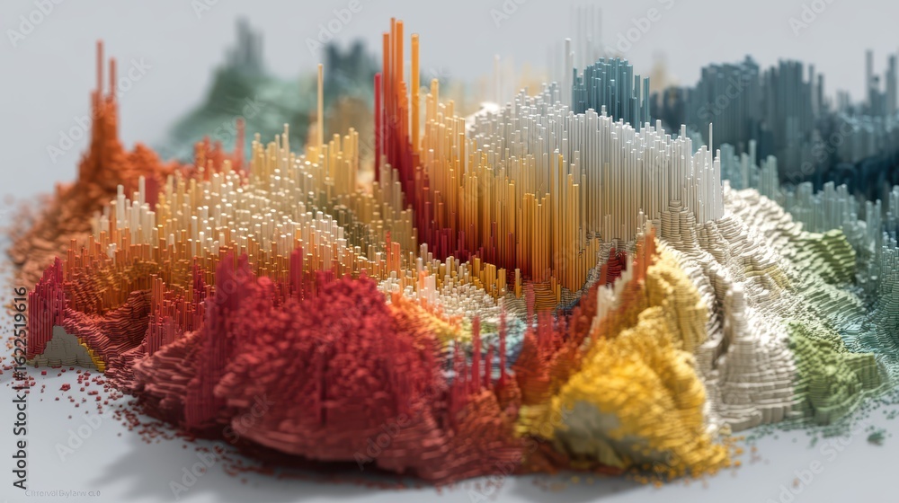 Poster interactive 3d data visualization map with charts and patterns