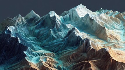 3D Elevation Map Visualization of the Himalayas Terrain Features © Kitta Studio