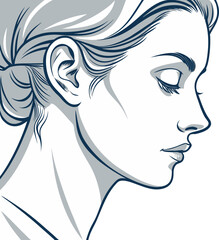 Woman's Profile Vector Illustration: AI Generated Editorial Art.

