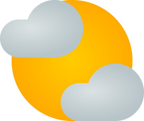 Yellow sun with gray cloud sky icon PNG
