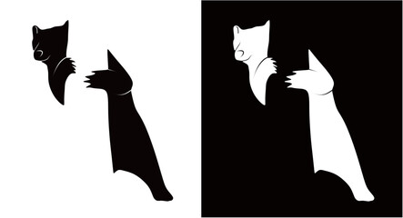 silhouette of a bear isolated on a black and white background. concept of a wild but cute animal