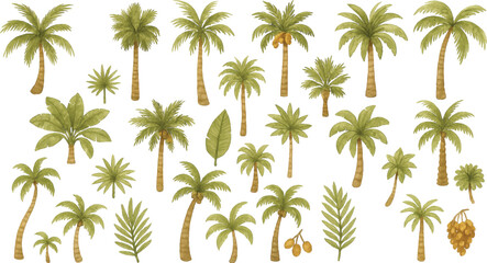 Vibrant Tropical Palm Tree Collection for Nature Designs and Decorations