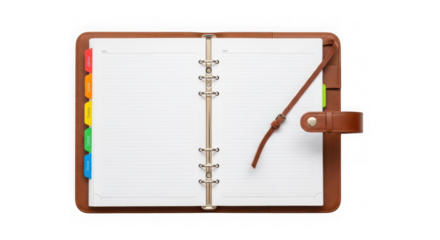 Ai generated image of open planner or notebook isolated on transparent background