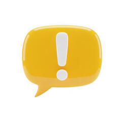 Yellow speech bubble with exclamation mark isolated on transparent background