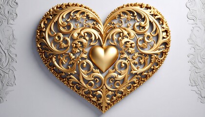 Opulent Golden Heart: A Symphony of Flourishes and Romantic Artistry in Metal
