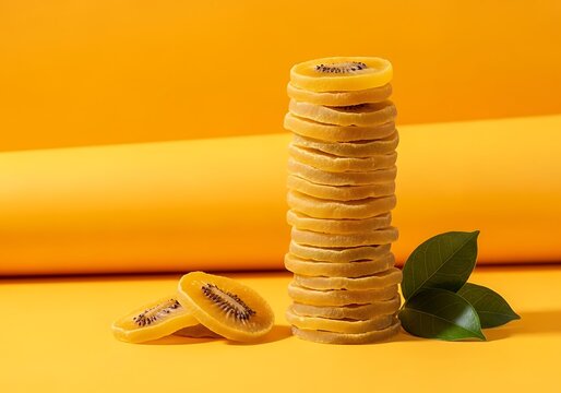 Sweet and Tangy Golden Kiwi Slices Dried Fruit Snack Healthy Delicacy