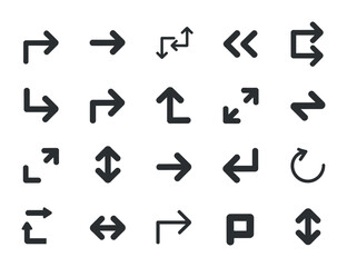 Comprehensive Arrow Icon Set for Navigation and Directional Guidance in User Interface Design and Web Development Projects