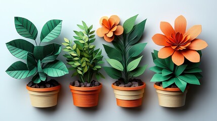 Decorative Potted Plants in Varying Sizes and Colors, Ideal for Home or Office Aesthetics