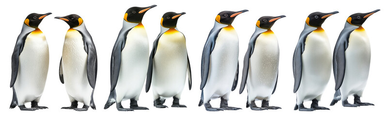 Fototapeta premium Group of Seven Charming Emperor Penguins Standing in a Line