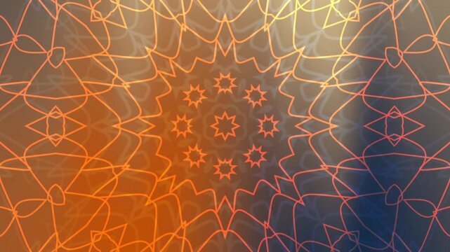 Navy Copper Shine Dynamic kaleidoscope animation with geometric patterns, warm orange and cool blue hues creating a mesmerizing effect
