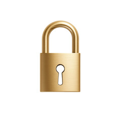 Naklejka premium Gold padlock with keyhole on white background