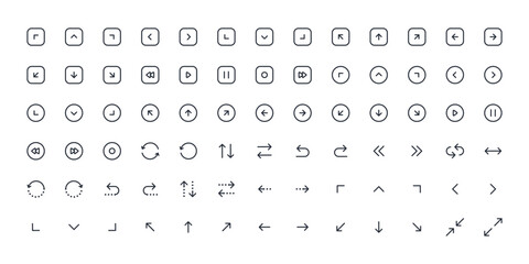 Arrow Icons Pack – Navigation, Media, and UI Controls in Line Style