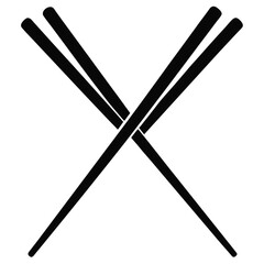 Two Pairs of Black Chopsticks Arranged Diagonally in a Crossed Orientation Symbolically