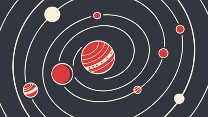 Illustration of a stylized solar system with planets orbiting a central star, suitable for educational content, spacethemed designs, and astronomical concepts