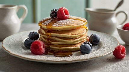 Elegant Brunch Presentation with Fresh Fruit and Maple Drizzle - 12