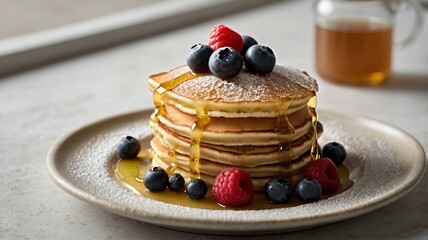 Elegant Brunch Presentation with Fresh Fruit and Maple Drizzle - 1
