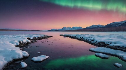 Ethereal Northern Lights Over Tranquil Water in Soft Colors - 3