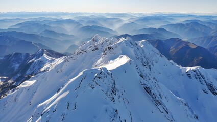 Majestic Snow-Covered Mountain Range Landscape