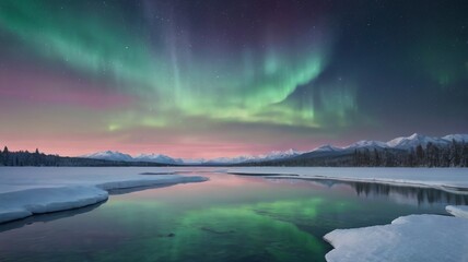 Ethereal Northern Lights Over Tranquil Water in Soft Colors - 2