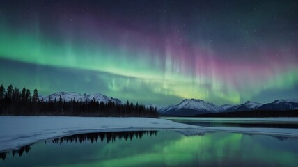 Ethereal Northern Lights Over Tranquil Water in Soft Colors - 1