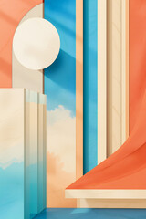 Abstract Geometric Artwork with Vibrant Colors and Modern Minimalist Design