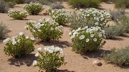 Serene Arid Scene Featuring White-Flowering Native Plants - 1