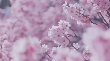 Obraz premium Soft Pink Cherry Blossoms Spring Floral Background