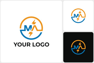 Dynamic MA Lightning Bolt Logo Design