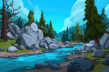 A serene, idyllic forest stream scene.