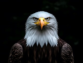 Obraz premium Majestic Bald Eagle Portrait Dark Background Wildlife Photography