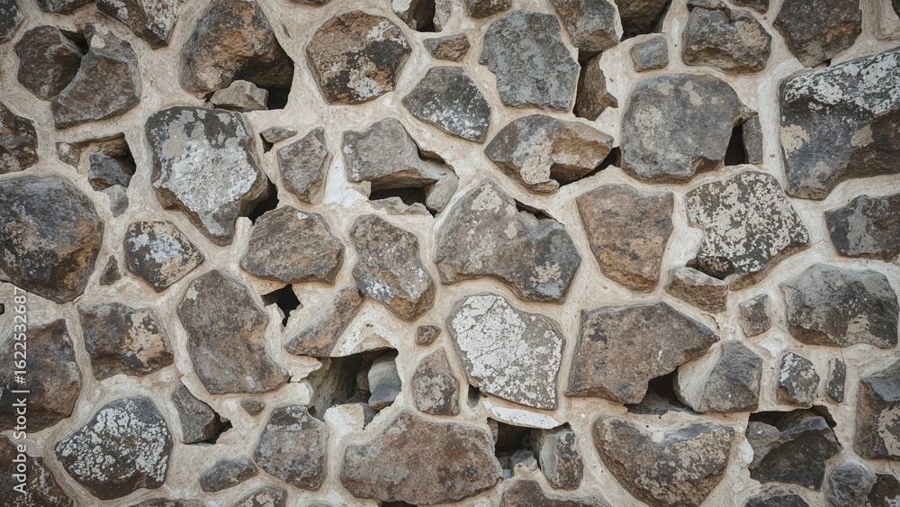 Aufkleber section of a coarse stone structure with openings