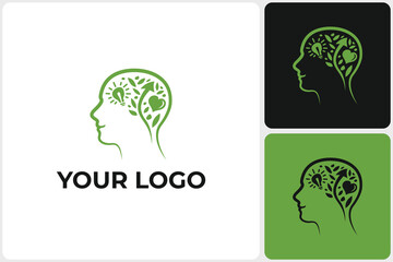 Modern Brain Logo with Growth Elements