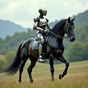 Futuristic Robot Riding Horse