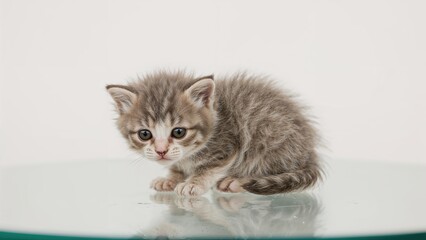 Obraz premium Two-week-old kitten inside a clear glass container