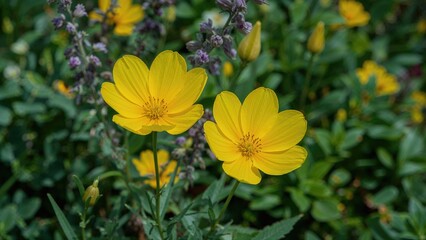 A duo of yellow petals in a natural floral scene