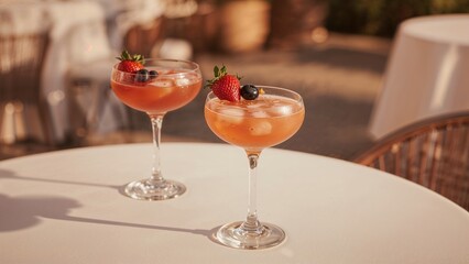 Naklejka premium Double servings of cocktails on a flat surface