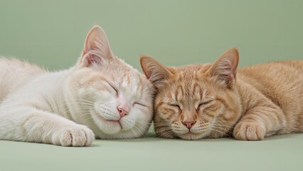 Cozy cat duo taking a nap