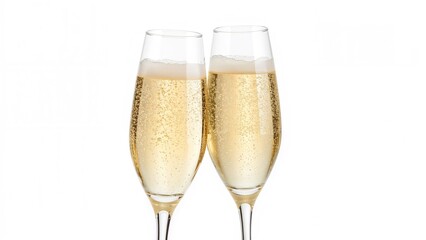 A pair of champagne flutes set against a white backdrop