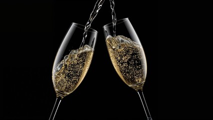 Two glasses filled with sparkling wine