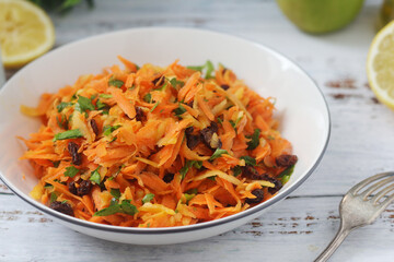 A bowl with traditional Polish carrot salad © nastyakamysheva