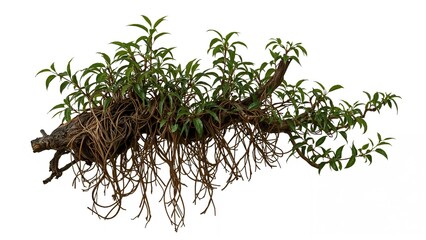 Twisted jungle vines and wild lianas separated on white, including clipping path.