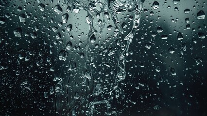 Rainwater trickled along the barrier, forming a continuous stream and captivating designs.