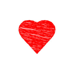 Red Scribbled Heart Hand Drawn Love Symbol 
